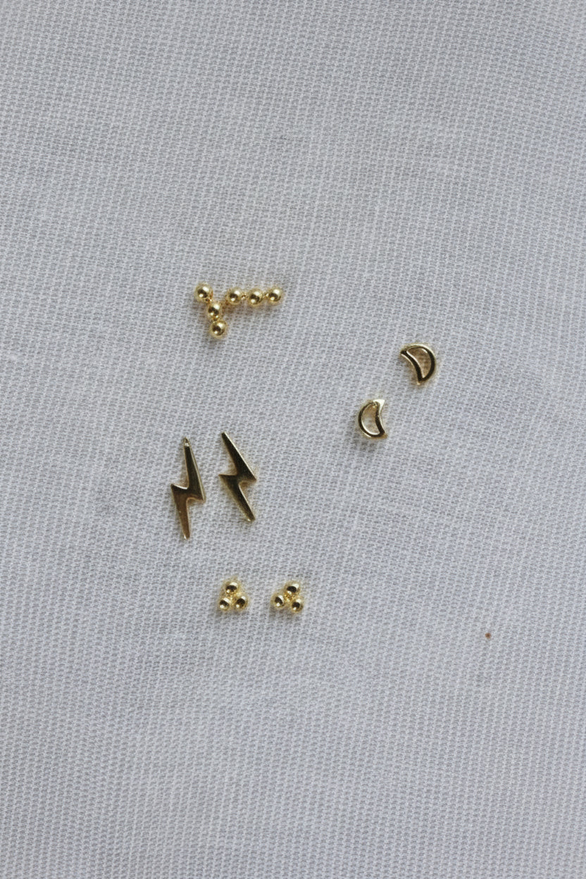 PENDIENTES  LUNAS, BOLITAS, RAYOS ORO