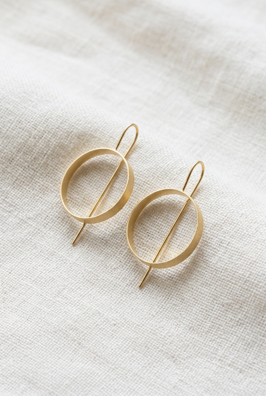 Pendientes Sfera sobre lino blanco natural en diagonal