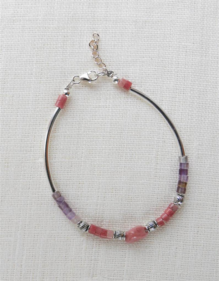 PULSERA RODOCROSITA Y AMATISTA