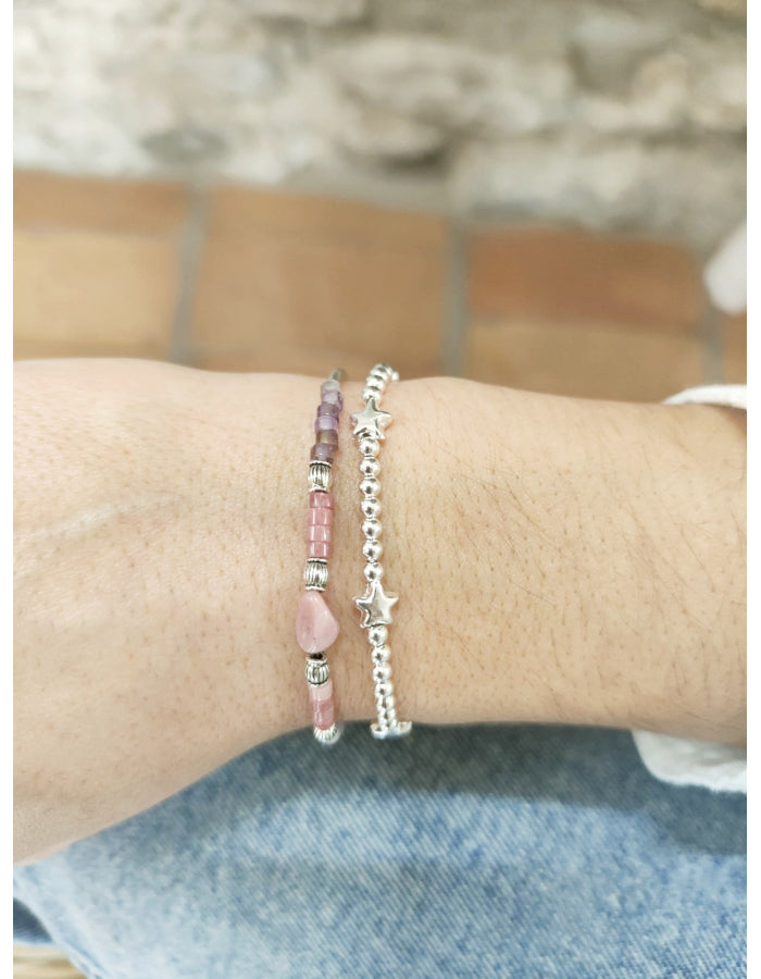 PULSERA RODOCROSITA Y AMATISTA