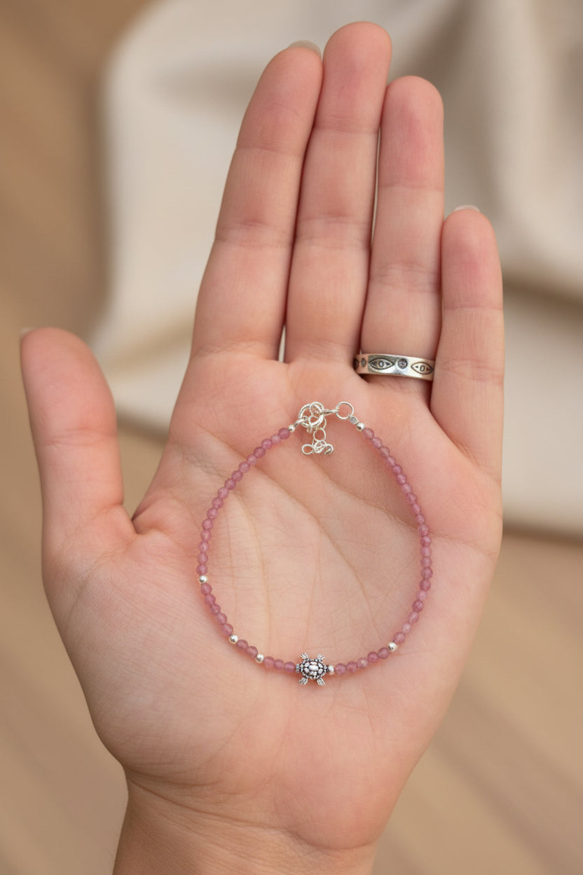 PULSERA TORTUGA CUARZO ROSA