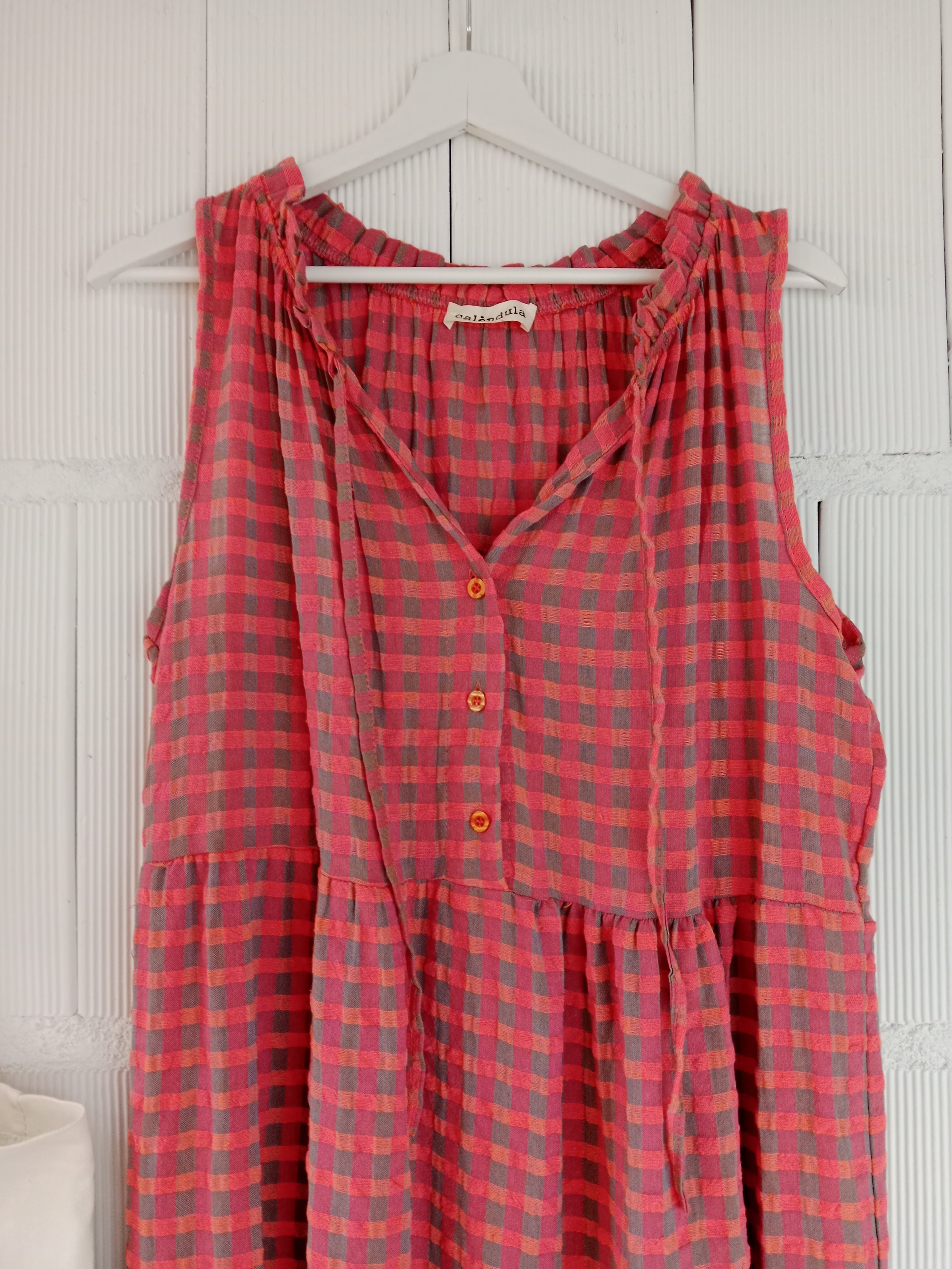 VESTIDO ANDREA CUADROS ROSE