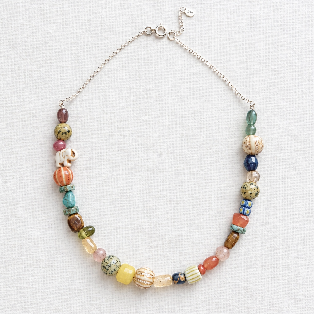 COLLAR MIX PIEDRAS NATURALES ELEFANTE