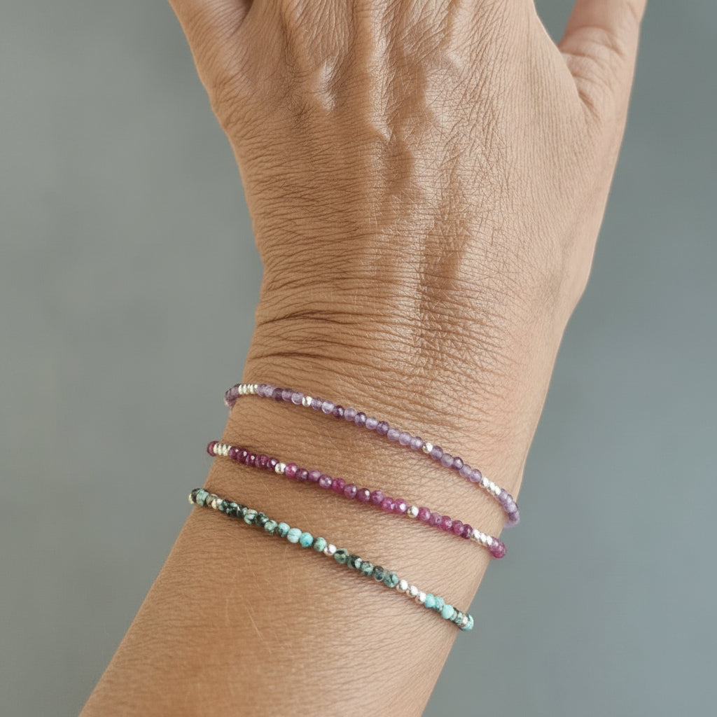 PULSERA  BOLITAS PIEDRAS NATURALES