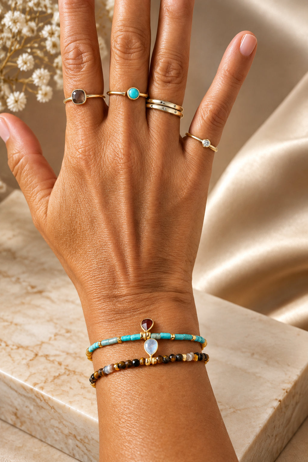 PULSERA OJO DE TIGRE ORO YCALCEDONIA AMARILLA