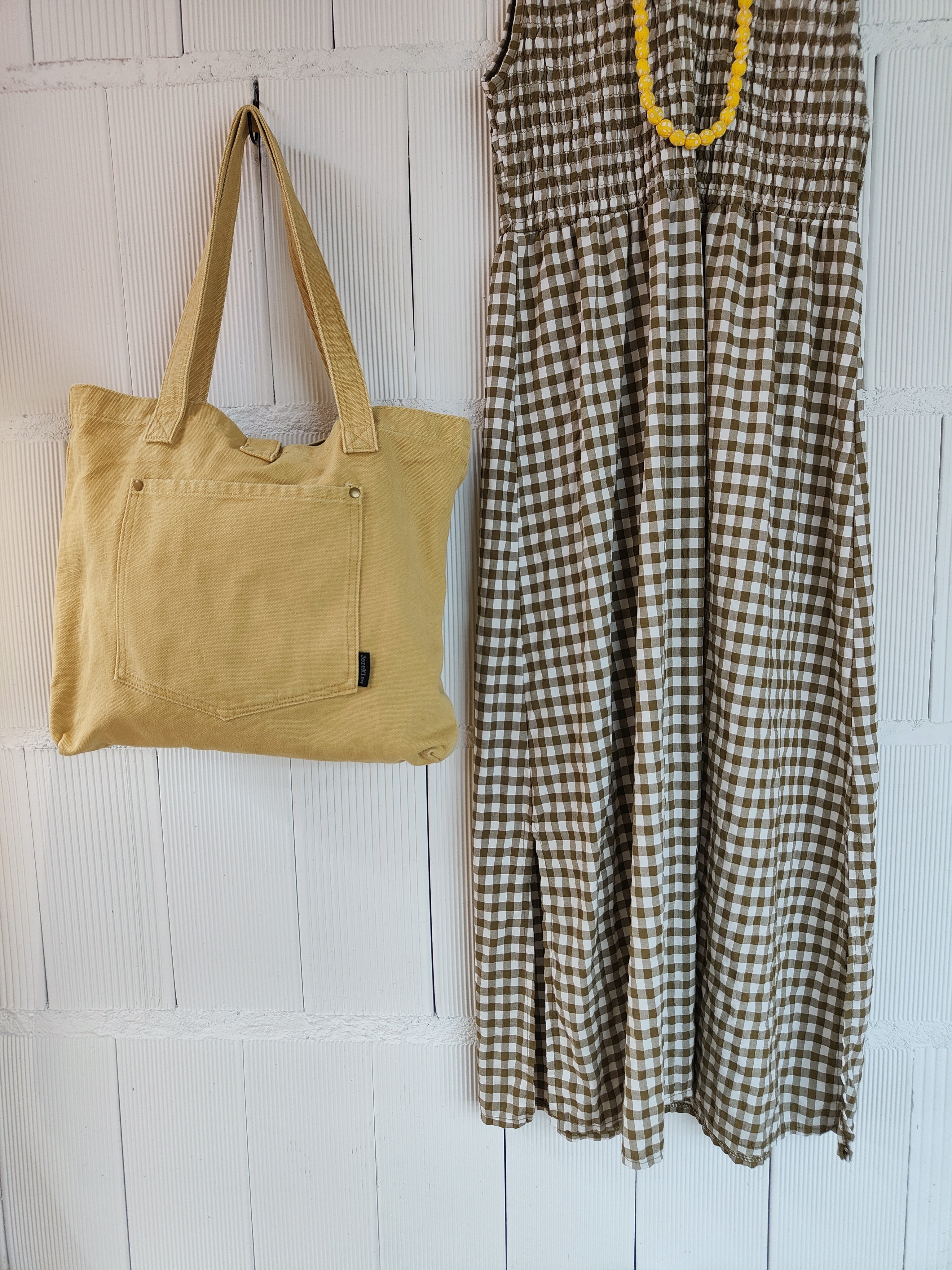VESTIDO VICHY OCRE