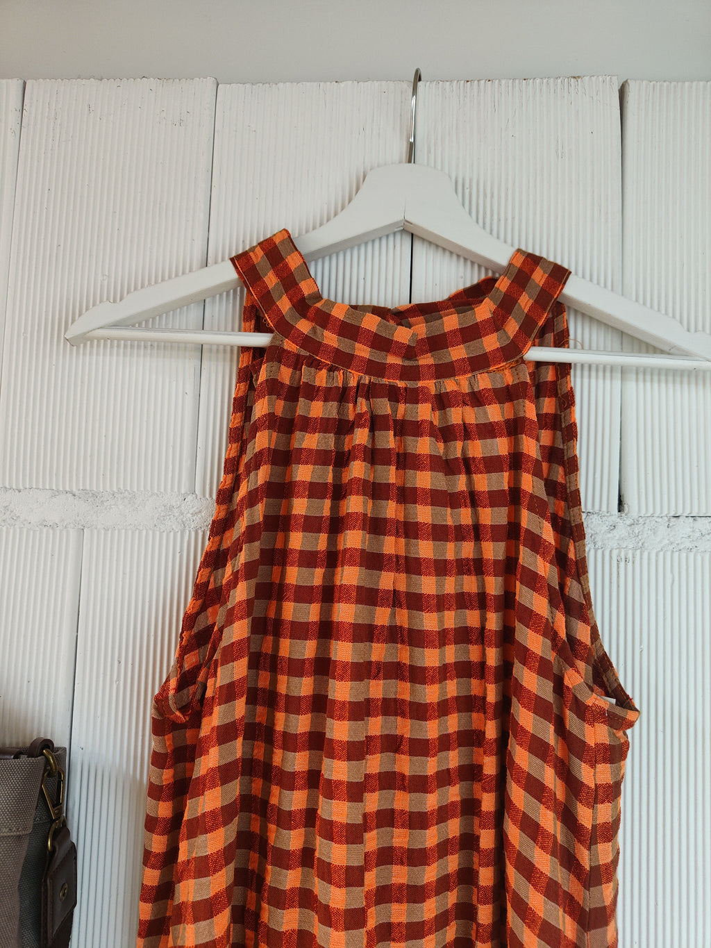 VESTIDO CUADROS SLOW TEJA