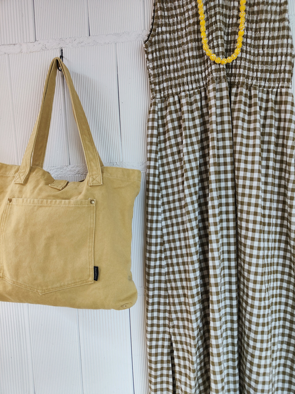 VESTIDO VICHY OCRE
