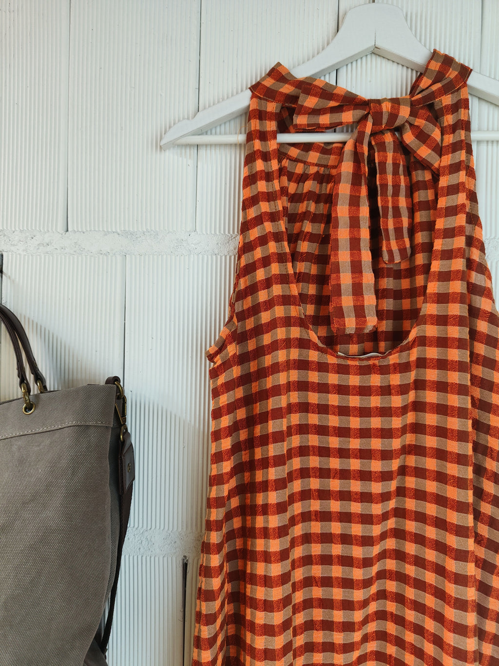 VESTIDO CUADROS SLOW TEJA