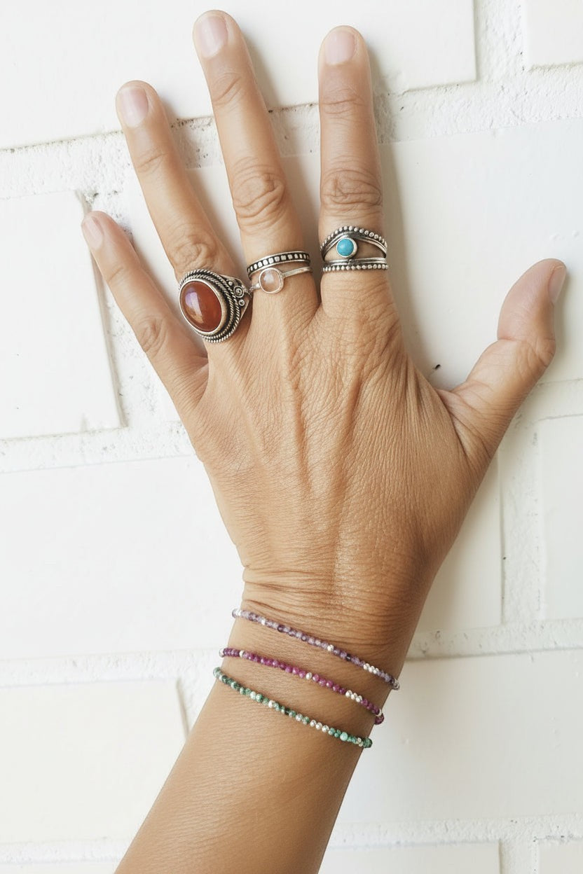 PULSERA  BOLITAS PIEDRAS NATURALES