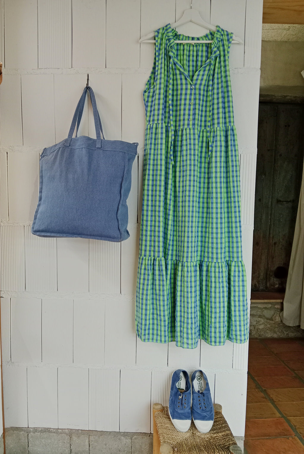 VESTIDO ANDREA CUADROS VERDE
