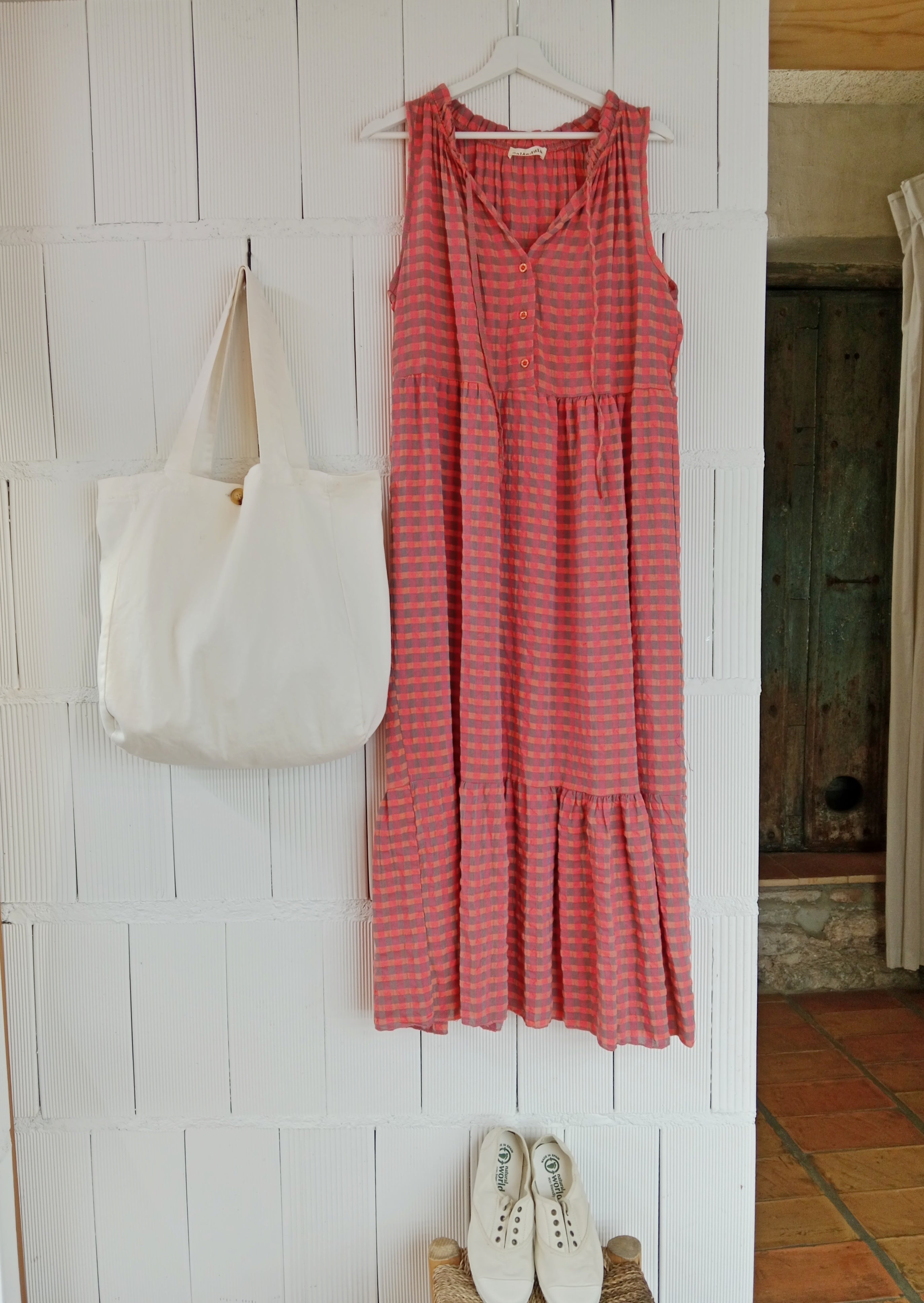 VESTIDO ANDREA CUADROS ROSE
