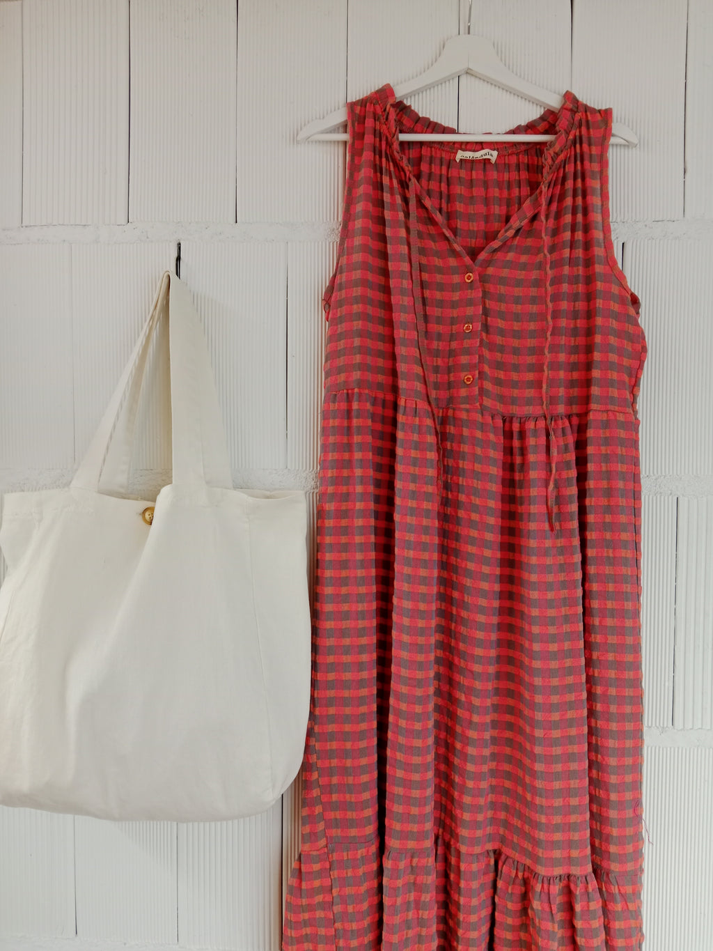 VESTIDO ANDREA CUADROS ROSE