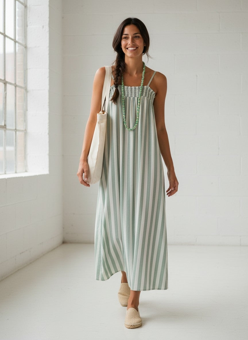 VESTIDO RAYAS MENTA